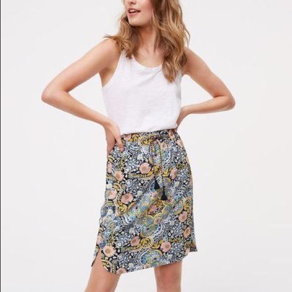 LOFT Dresses & Skirts - LOFT Tapestry Drawstring Skirt NWT XS Tall